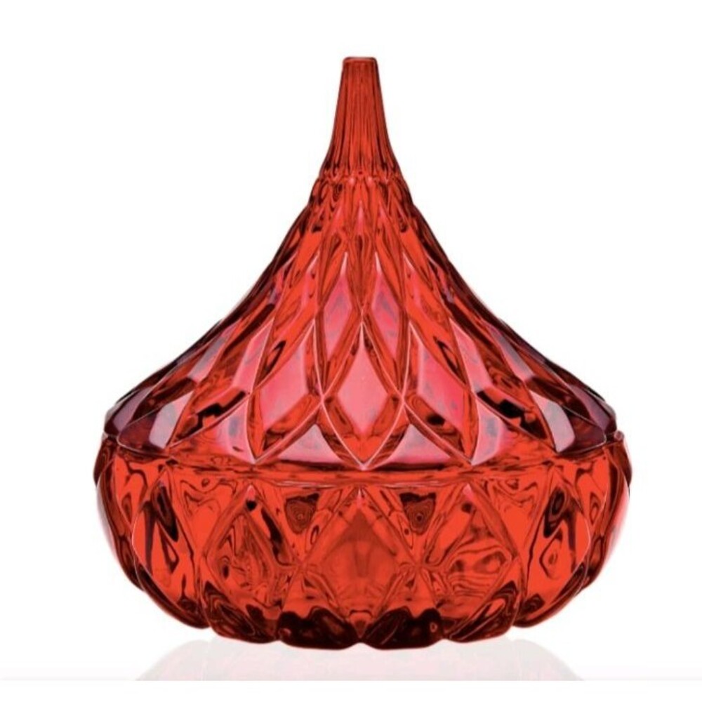 Vtg GODINGER DUBLIN CRYSTAL RED BOWL HERSHEY'S KISS CANDY DISH 5" SHANNON NWOB